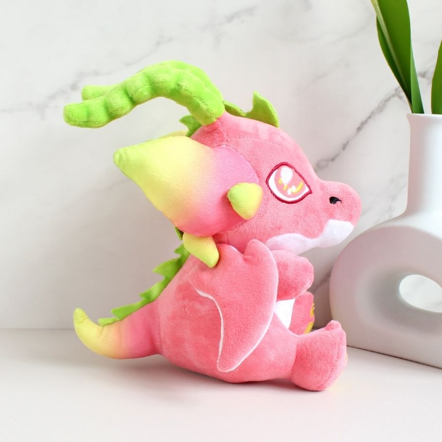 Peluche Rose Pitaya aux Cornes Vertes – Image 3