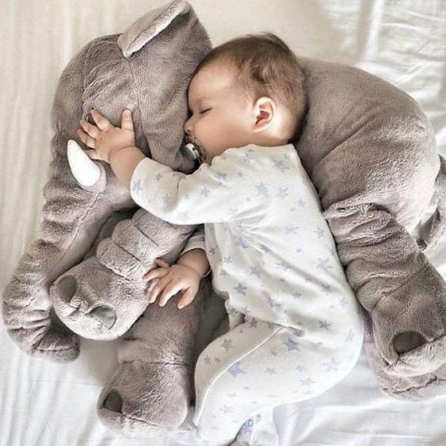Doudou Éléphant Géant en Peluche Grise – Image 2