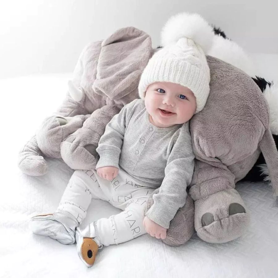 Doudou Éléphant Géant en Peluche Grise – Image 4