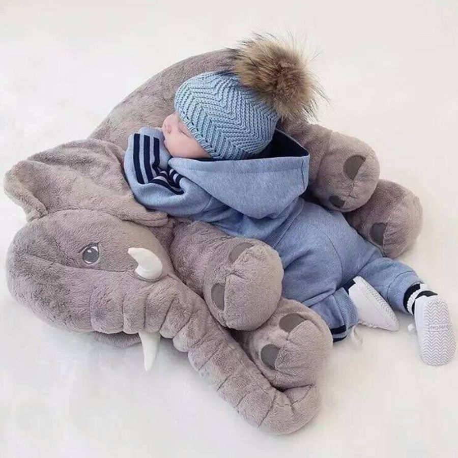 Doudou Éléphant Géant en Peluche Grise – Image 7