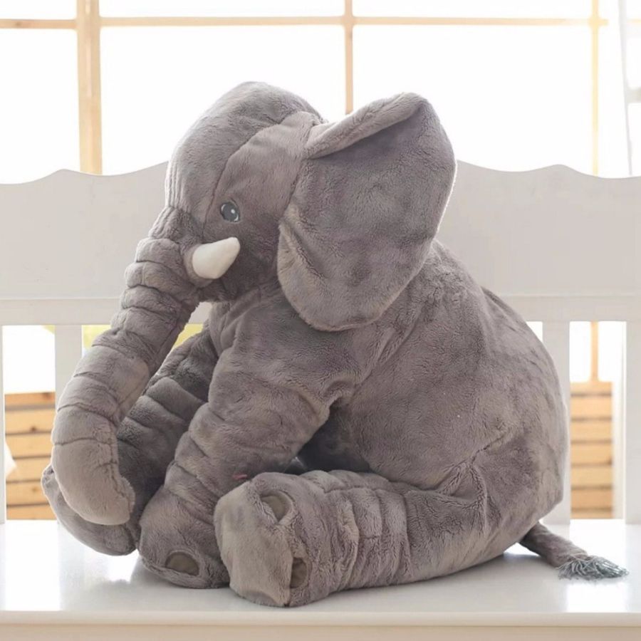 Doudou Éléphant Géant en Peluche Grise – Image 9