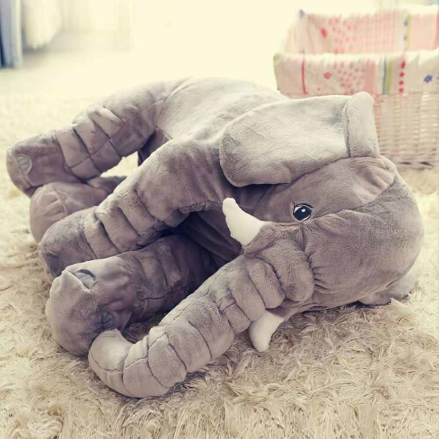 Doudou Éléphant Géant en Peluche Grise – Image 10