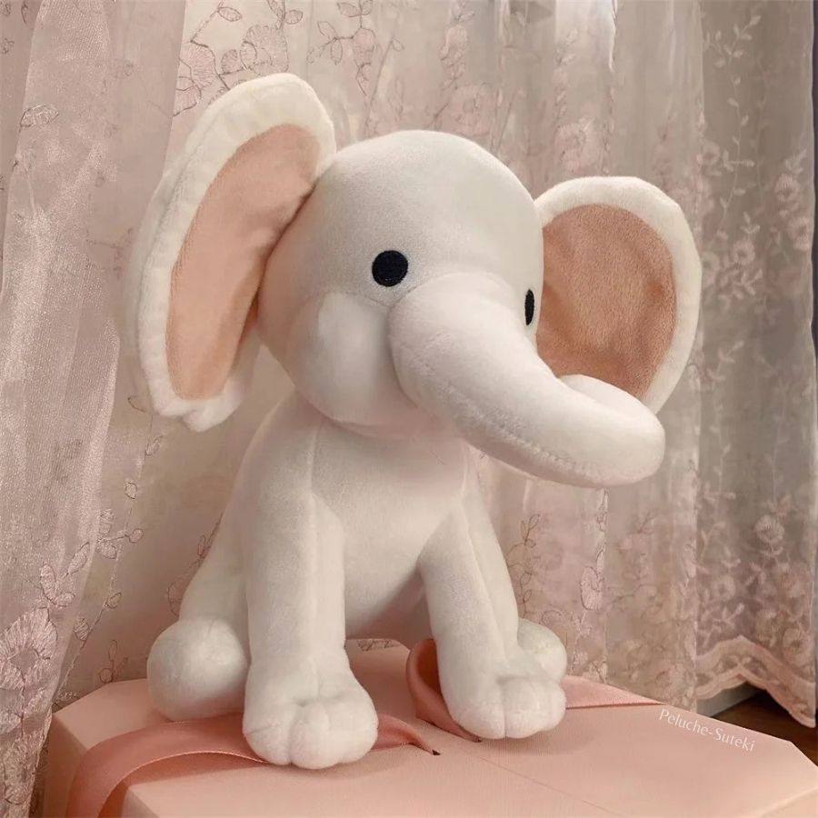 Peluche Éléphant Blanc Cassé à Grandes Oreilles – Image 4