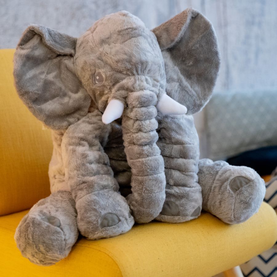 Doudou Éléphant Géant en Peluche Grise – Image 11