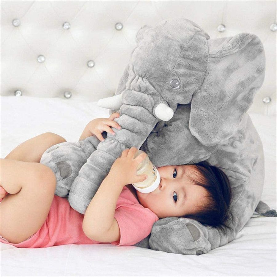 Doudou Éléphant Géant en Peluche Grise – Image 3