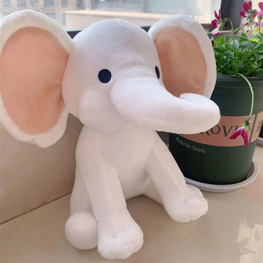 Peluche Éléphant Blanc Cassé à Grandes Oreilles – Image 3