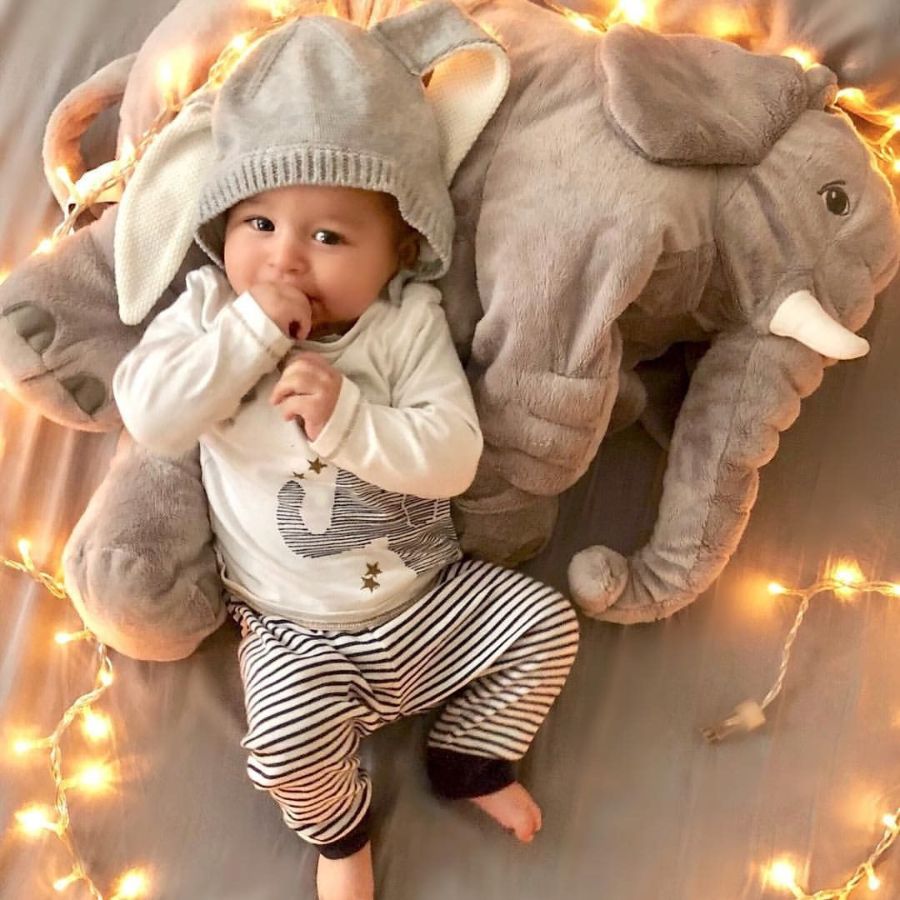 Doudou Éléphant Géant en Peluche Grise – Image 14