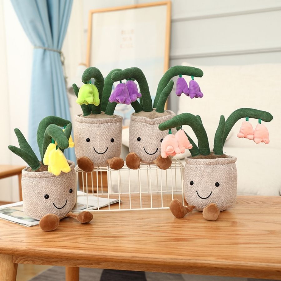 Peluche Pot de Fleurs Souriant avec Clochettes – Image 7