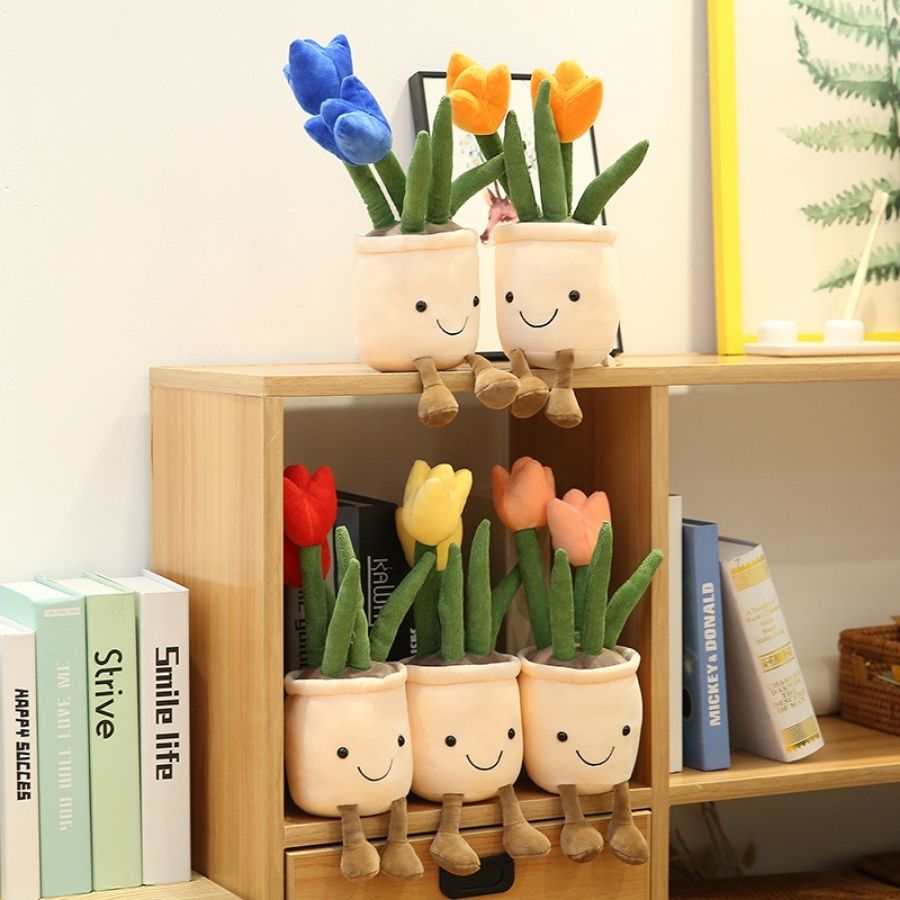 Peluche Tulipe en Pot Souriante à Pieds Pendus – Image 8