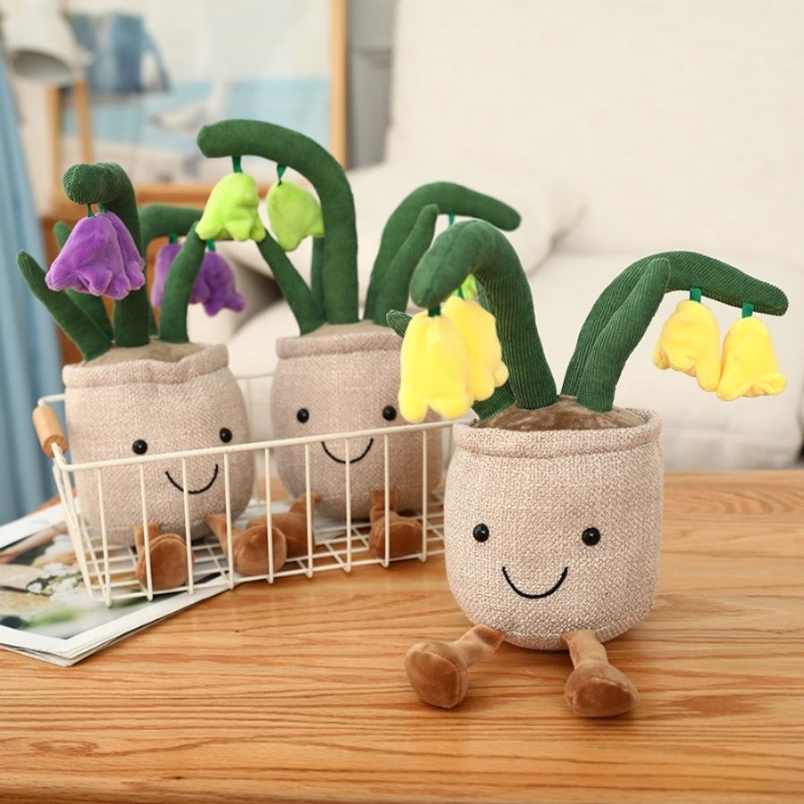 Peluche Pot de Fleurs Souriant avec Clochettes – Image 6
