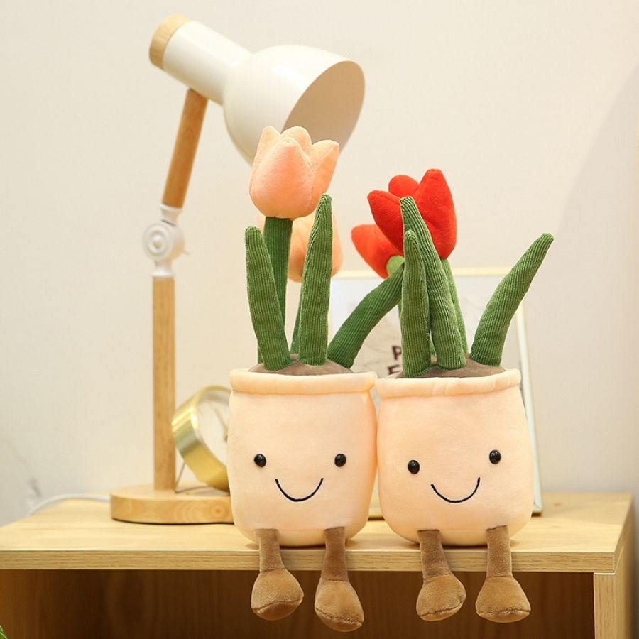 Peluche Tulipe en Pot Souriante à Pieds Pendus – Image 10