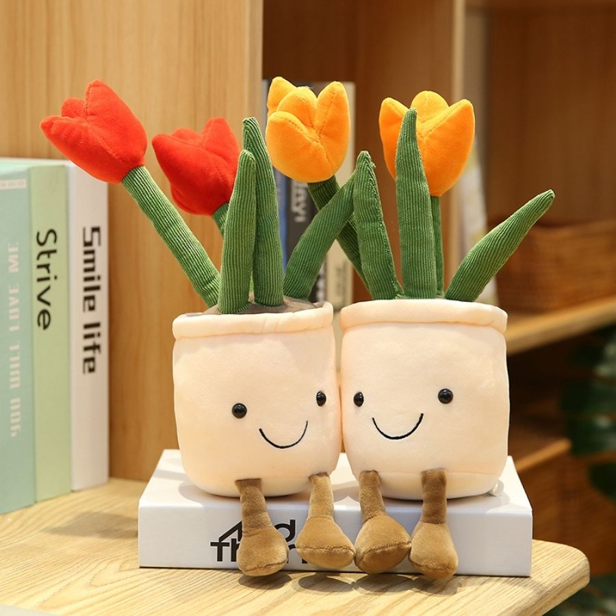 Peluche Tulipe en Pot Souriante à Pieds Pendus – Image 7
