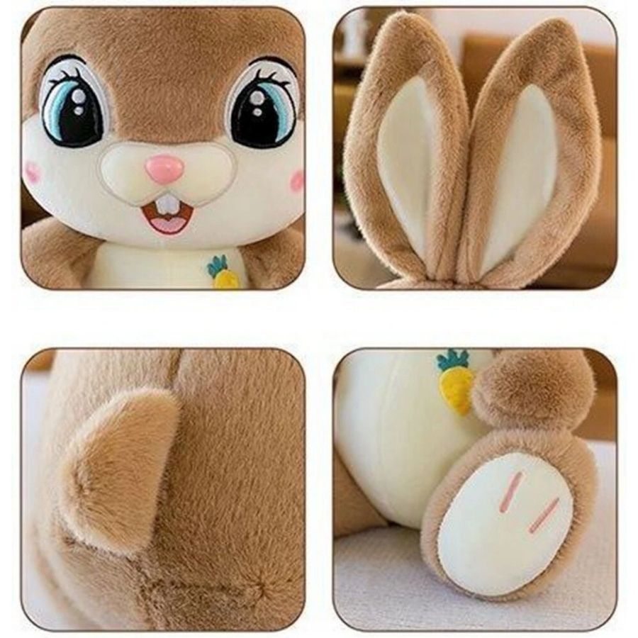 Peluche Lapin Marron Clair aux Yeux Bleus et Carotte – Image 6