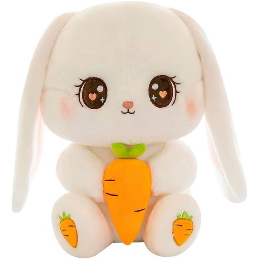 Peluche Lapin Blanc Crème aux Yeux Cœurs et Carotte – Image 8