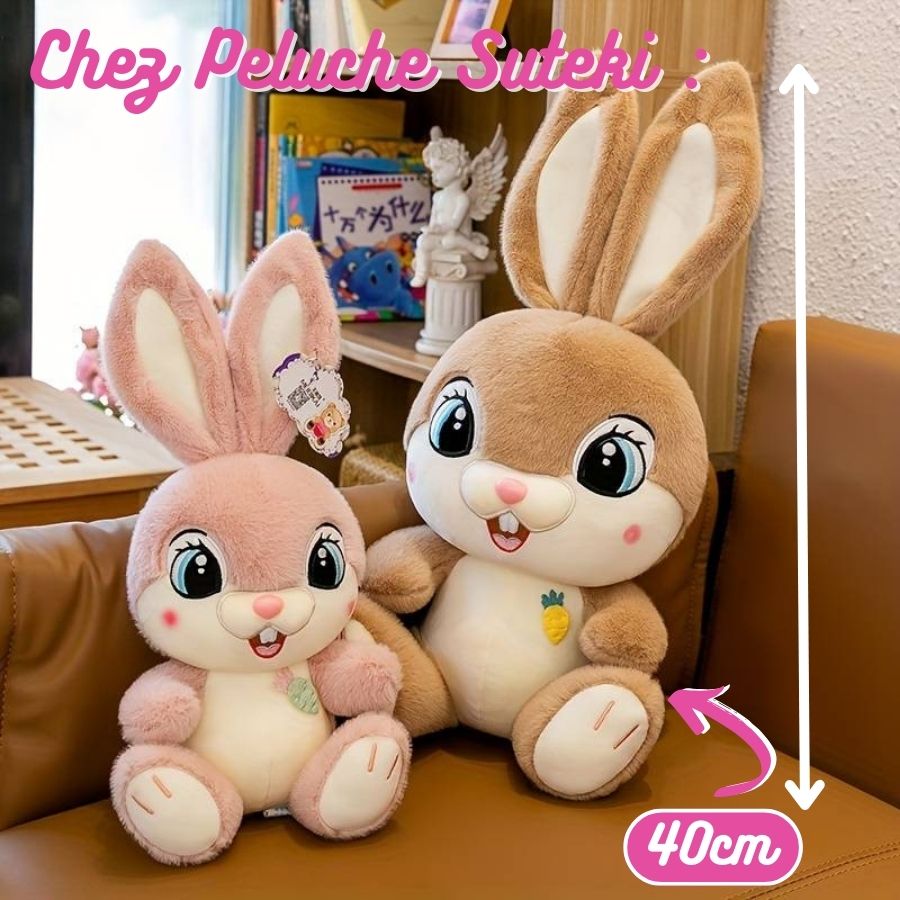 Peluche Lapin Marron Clair aux Yeux Bleus et Carotte – Image 7