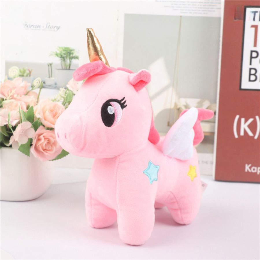 Peluche Licorne Rose à Corne Dorée et Étoile Bleue – Image 7