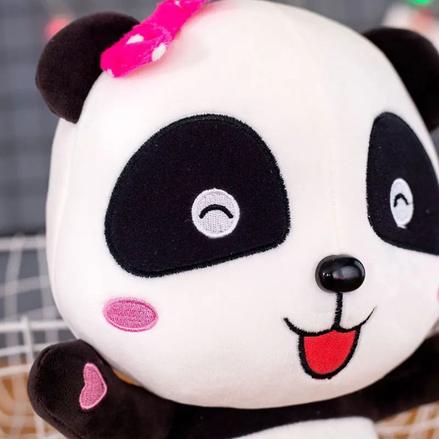 Peluches Pandas à Nœuds Rose et Bleu, Yeux Bleus – Image 7