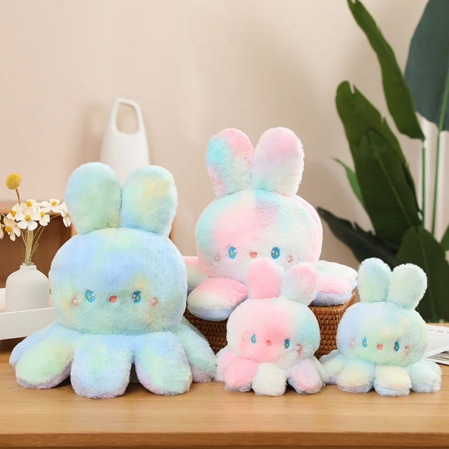 Peluche Lapin Pieuvre Kawaii Pastel Tie-Dye – Image 4