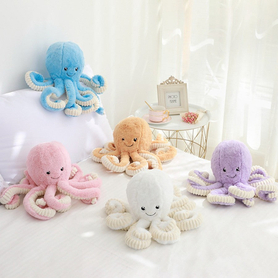 Peluche Poulpe Géant Rose en Velours et Côtelé – Image 7