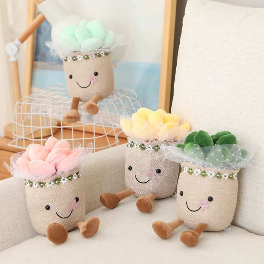 Peluche Succulente Souriante en Pot avec Pieds – Image 7
