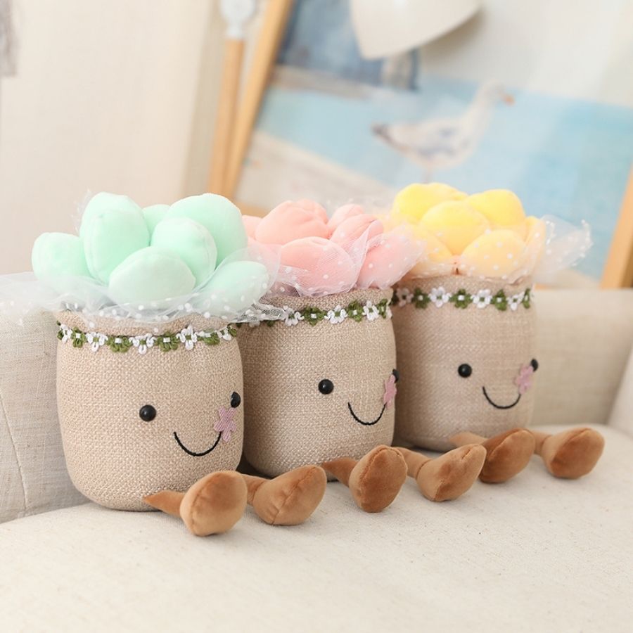 Peluche Succulente Souriante en Pot avec Pieds – Image 9