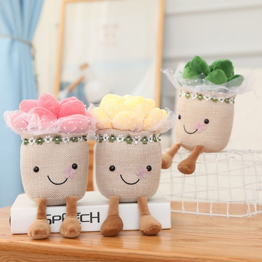 Peluche Succulente Souriante en Pot avec Pieds – Image 8