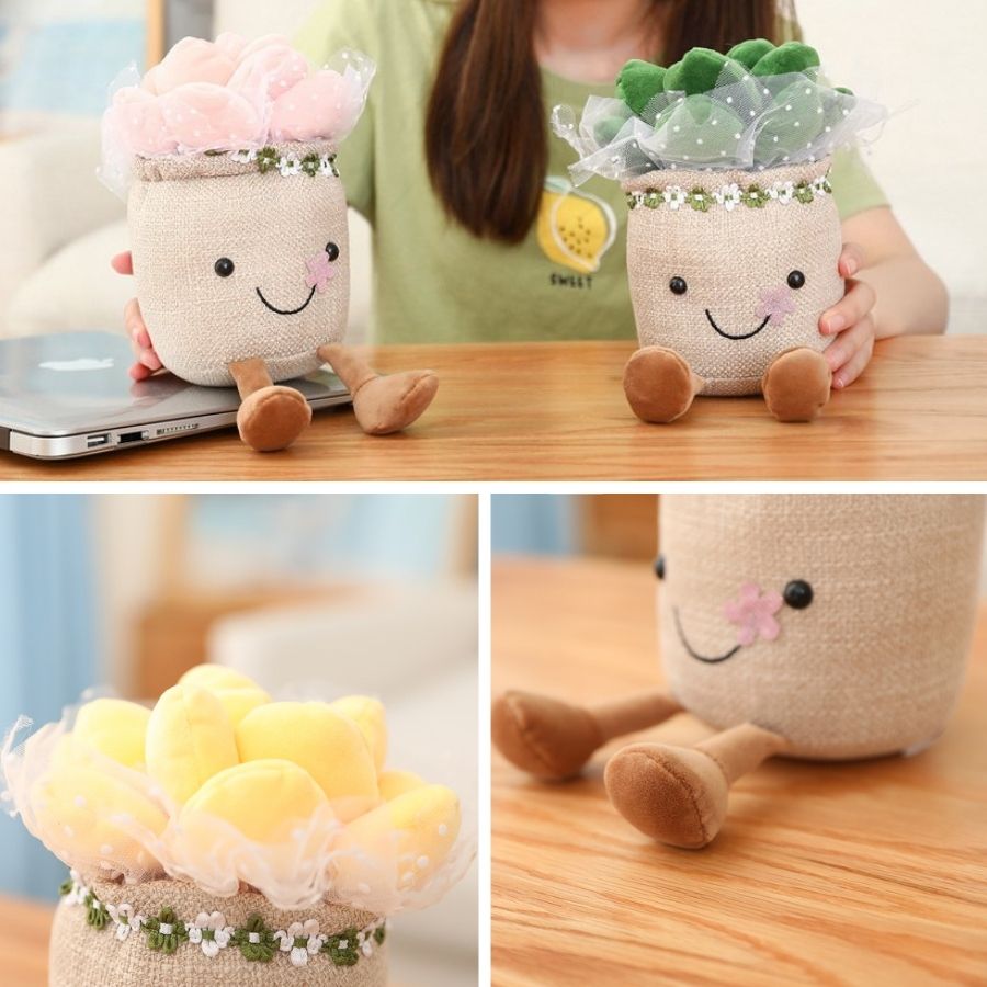 Peluche Succulente Souriante en Pot avec Pieds – Image 12