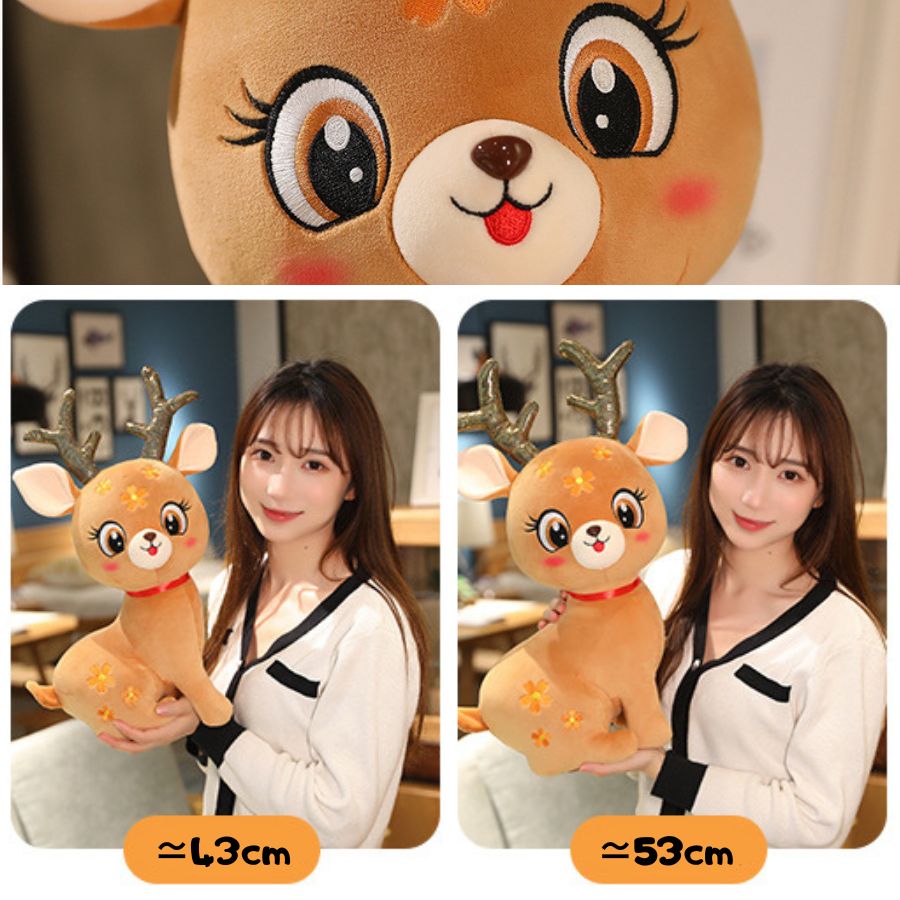 Peluche Cerf Rose Pâle à Fleurs et Bois Pailletés – Image 8