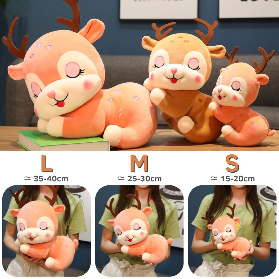 Peluche Faon Rose Pêche Dormant à Cils Brodés – Image 9