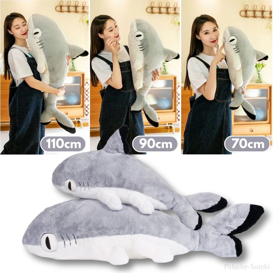 Peluche de Requin Grise et Blanche aux Grands Yeux – Image 5