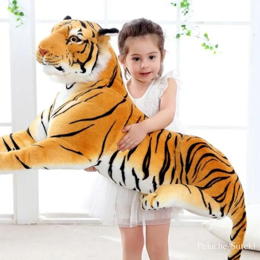Peluche Tigre Réaliste Couché Orange et Noir – Image 7