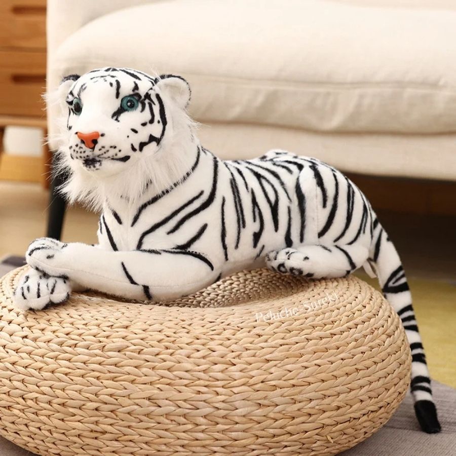 Peluche Tigre Blanc Géant aux Rayures Noires – Image 2