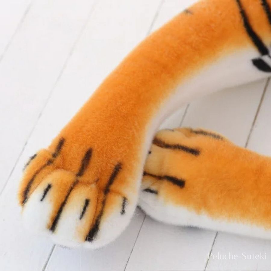 Peluche Tigre Réaliste Couché Orange et Noir – Image 10