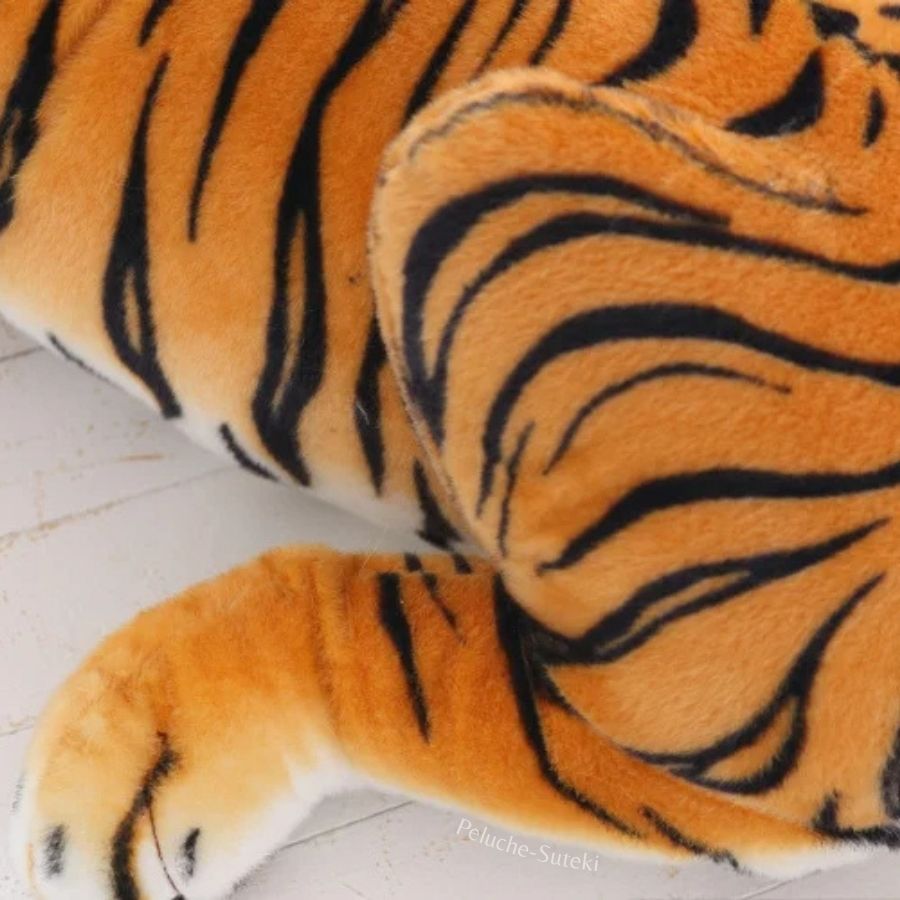 Peluche Tigre Réaliste Couché Orange et Noir – Image 9