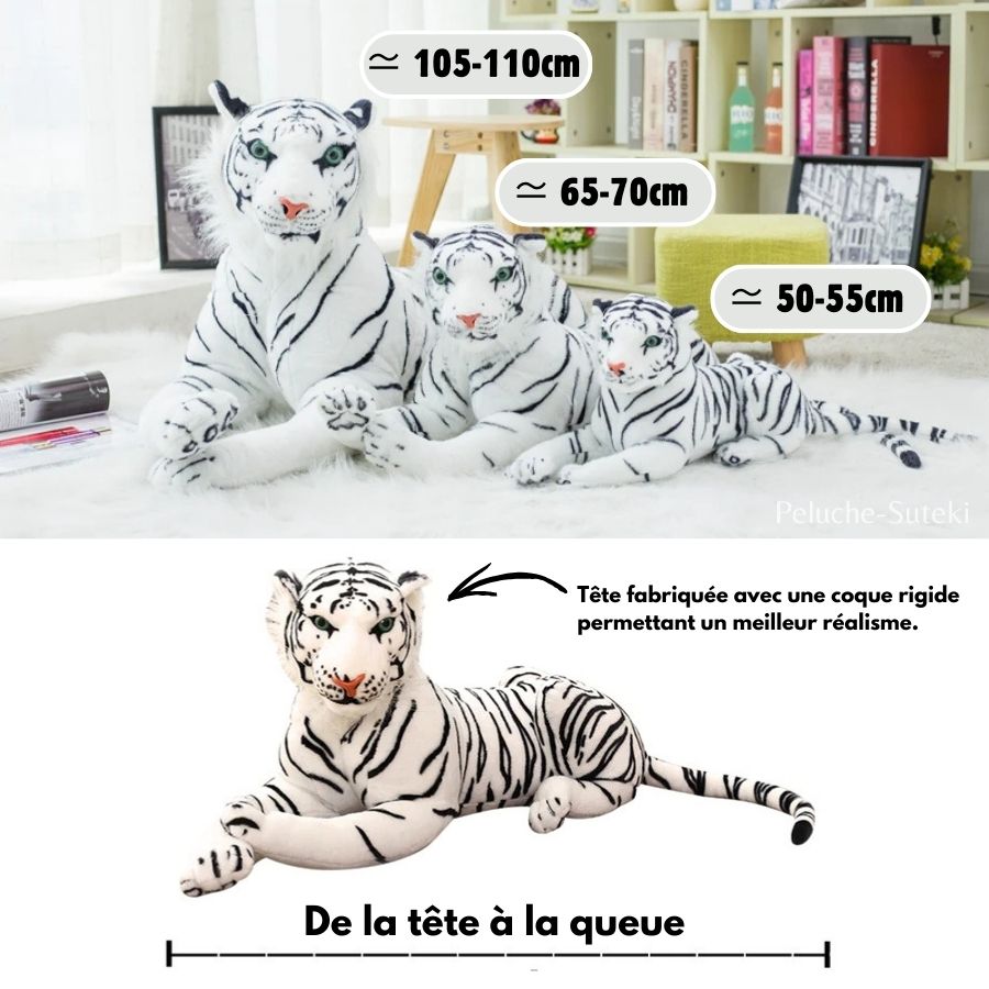 Peluche Tigre Blanc Géant aux Rayures Noires – Image 6