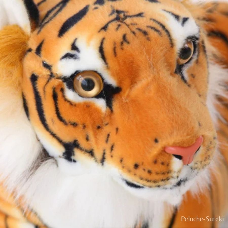Peluche Tigre Réaliste Couché Orange et Noir – Image 8