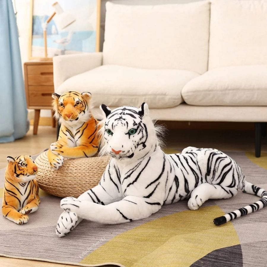 Peluche Tigre Blanc Géant aux Rayures Noires – Image 4