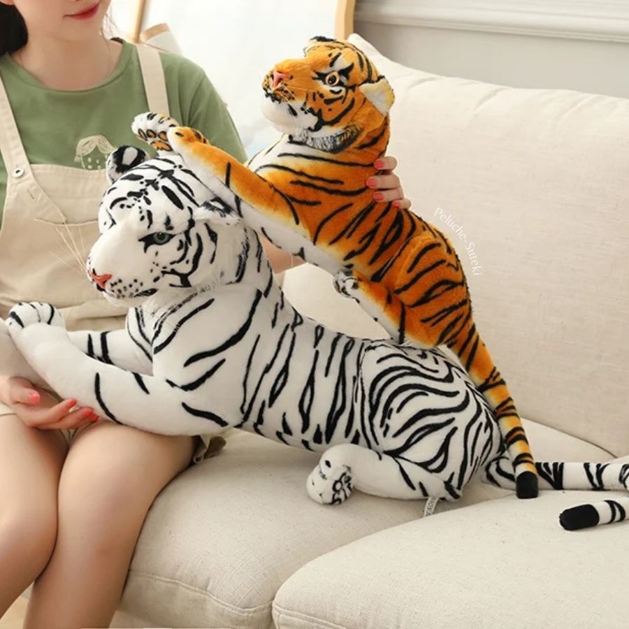 Peluche Tigre Blanc Géant aux Rayures Noires – Image 7