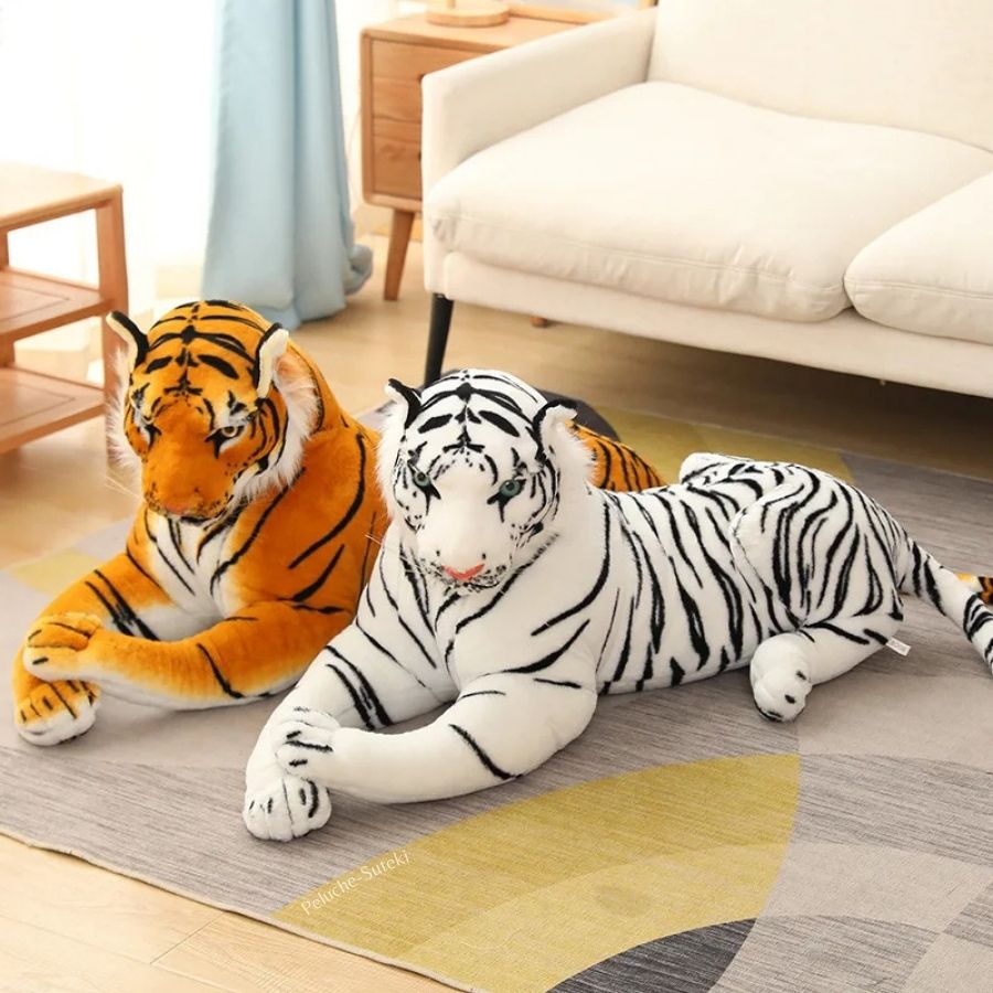 Peluche Tigre Blanc Géant aux Rayures Noires – Image 3