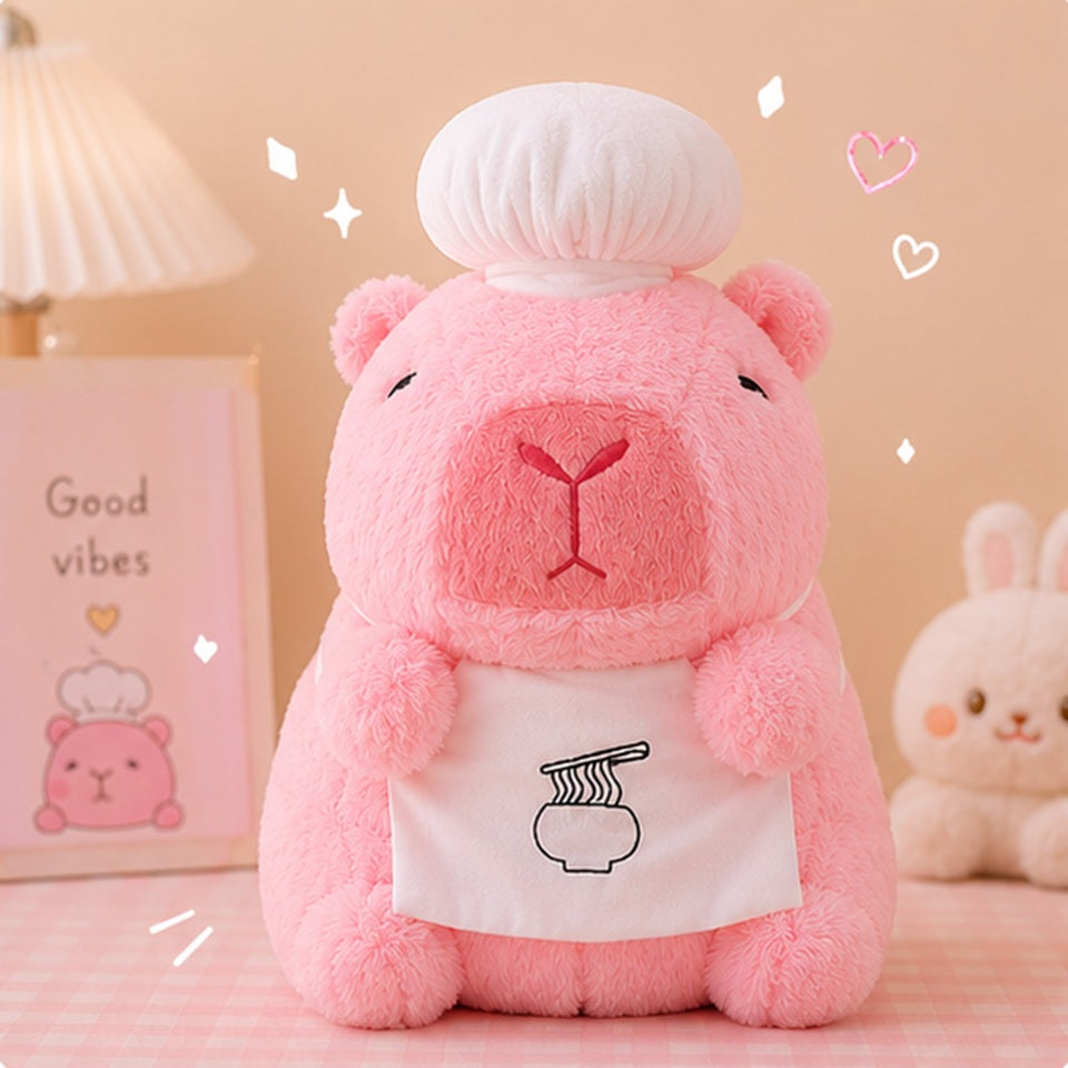 Peluche Capybara Rose Pâle Chef au Ramen – Image 2
