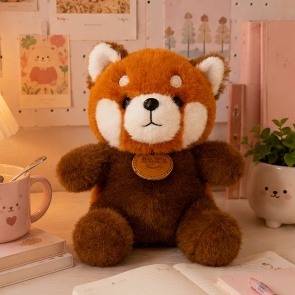 Peluche Panda Roux Assise Orange et Marron – Image 3