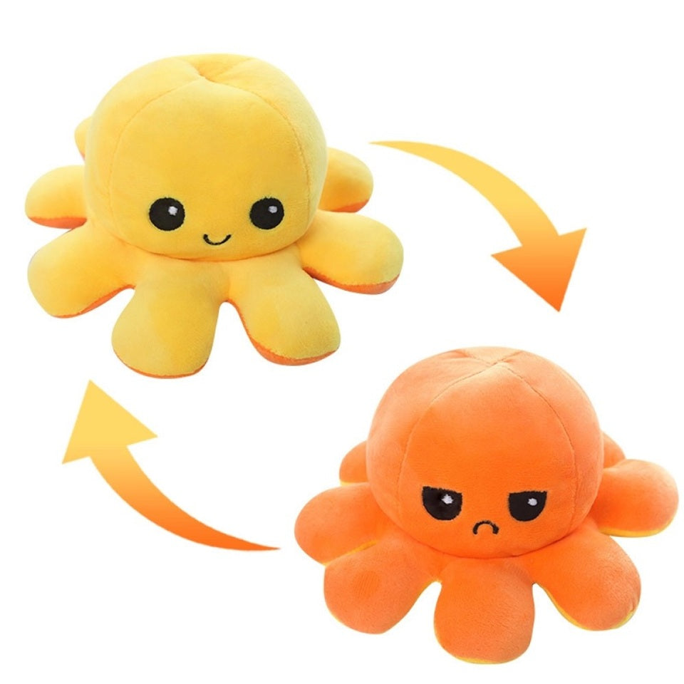 Peluche Octopus Réversible Jaune et Orange – Image 2