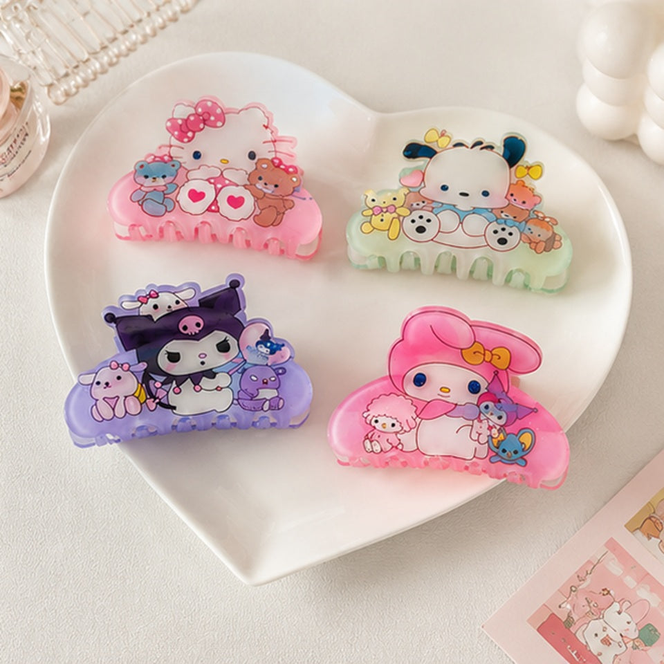 Pince à Cheveux Mignonne en Acrylique Rose Hello Kitty – Image 2