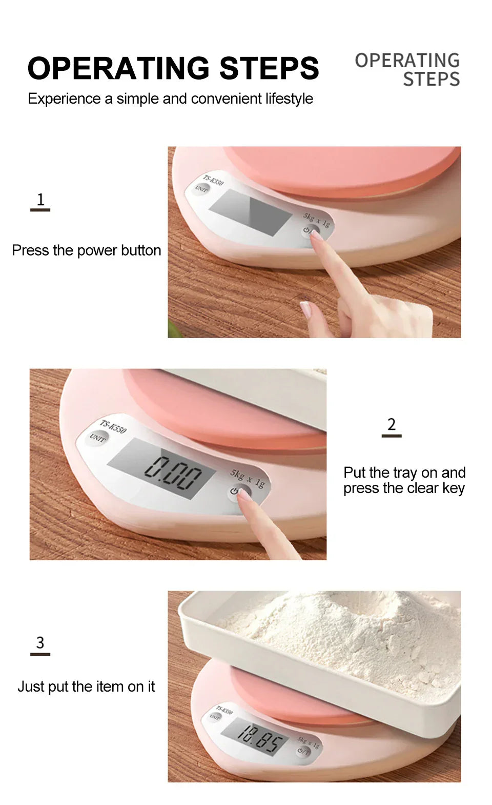 Balance de Cuisine Digitale Rose Pâle Ovale – Image 11