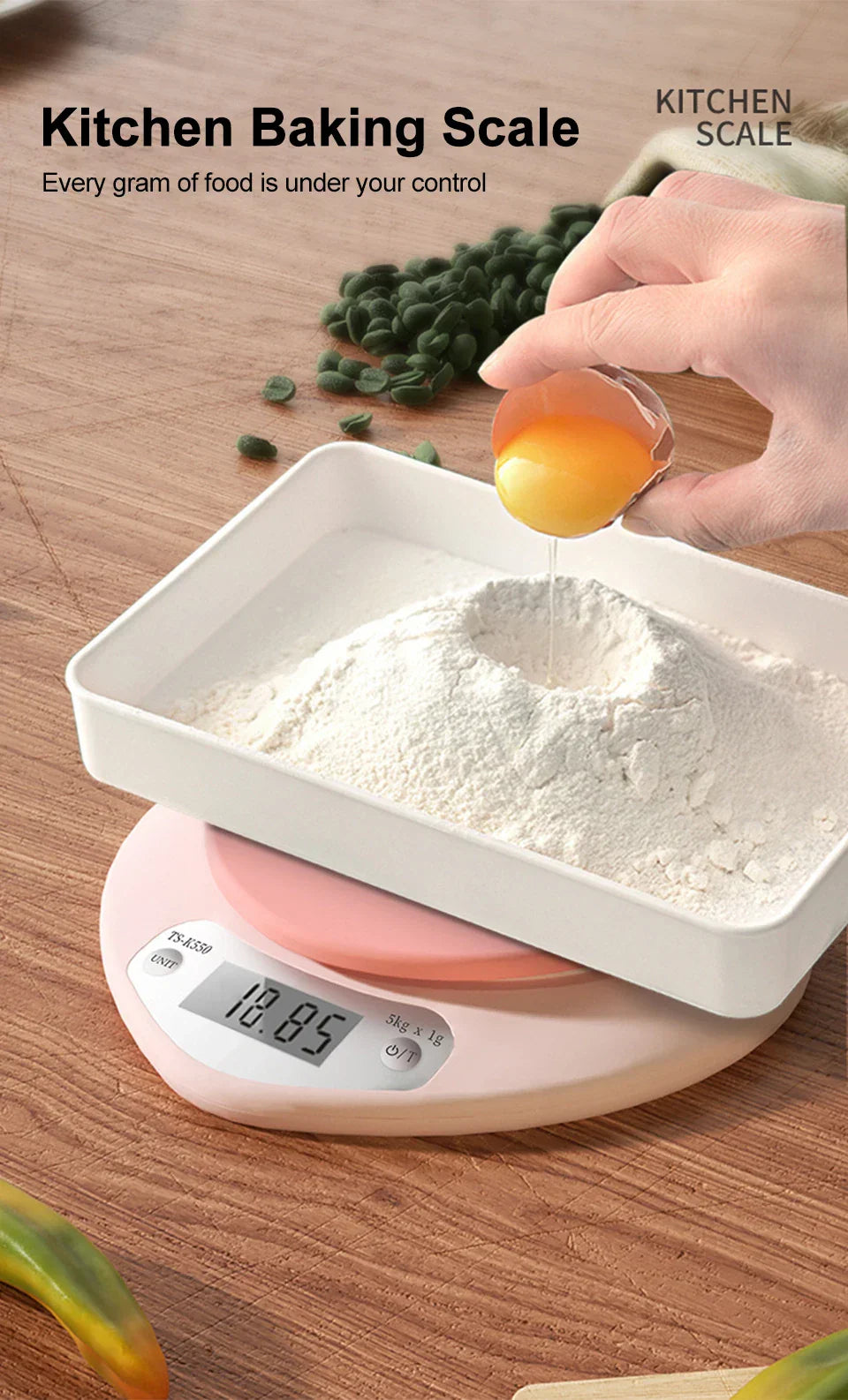 Balance de Cuisine Digitale Rose Pâle Ovale – Image 7