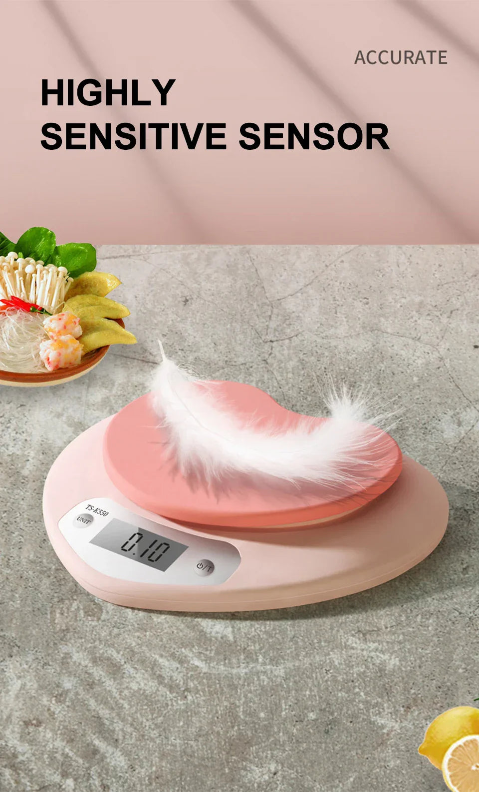 Balance de Cuisine Digitale Rose Pâle Ovale – Image 9