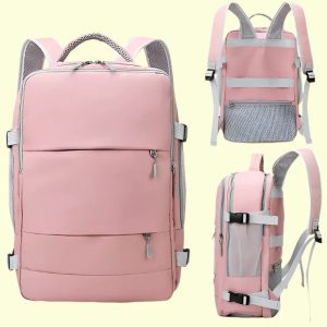Sac à Dos Rose Pâle et Gris Fonctionnel