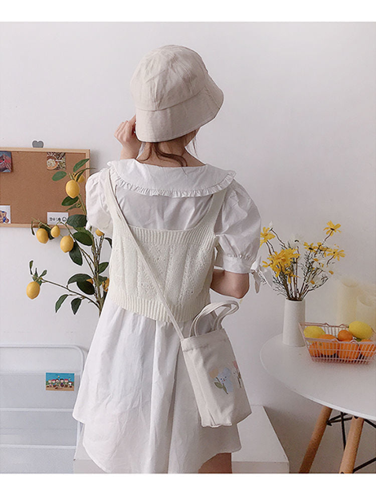 Mini Sac à Bandoulière en Toile Écru Imprimé Agneau – Image 27