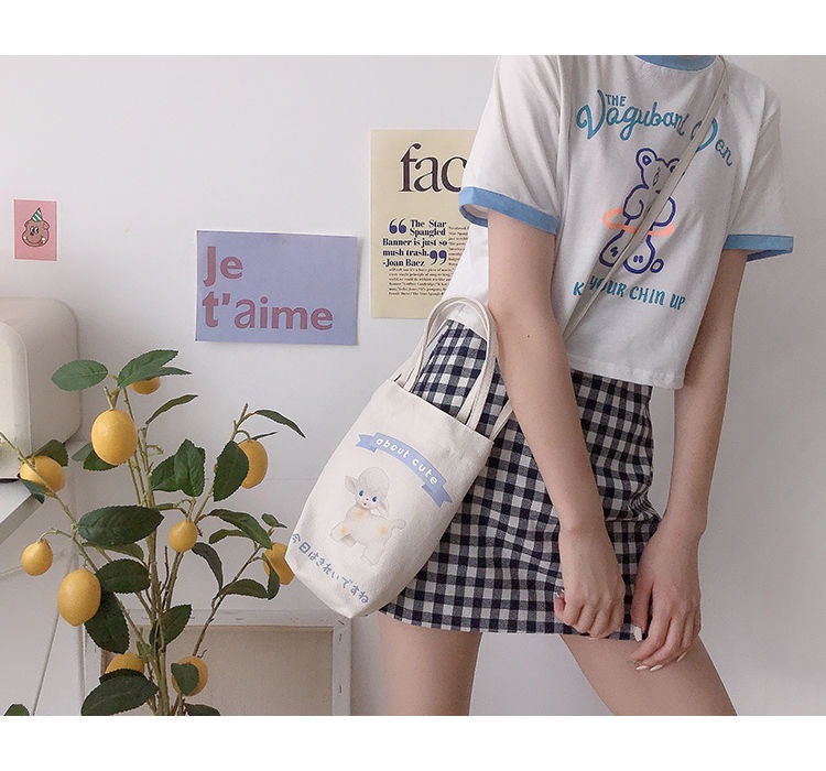 Mini Sac à Bandoulière en Toile Écru Imprimé Agneau – Image 29