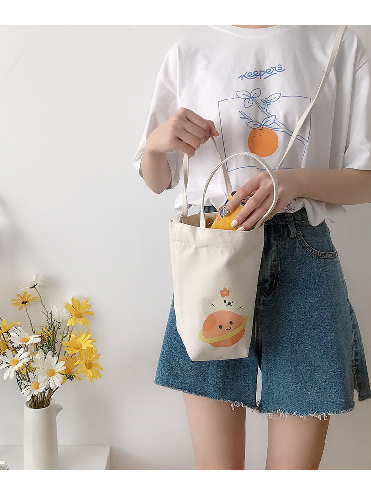 Mini Sac à Bandoulière en Toile Écru Imprimé Agneau – Image 30